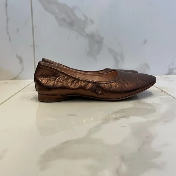Anthropologie | Avec Les Filles | Bronze Crinkled Metallic Ballet Shoe - Picture 6 of 16